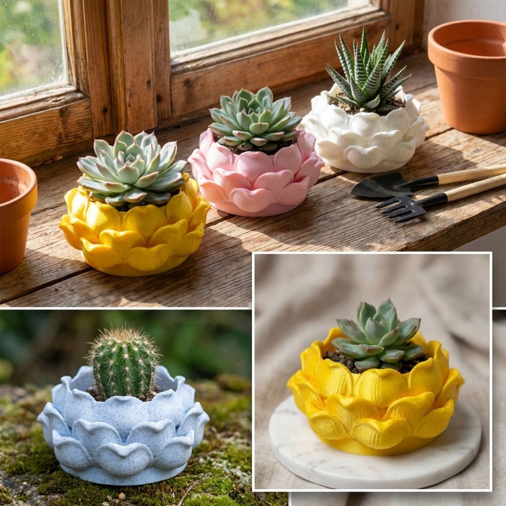 กระถางต้นไม้รูปดอกบัว พลาสติกพ - Echeveria Succulent บทวิจารณ์และราคา